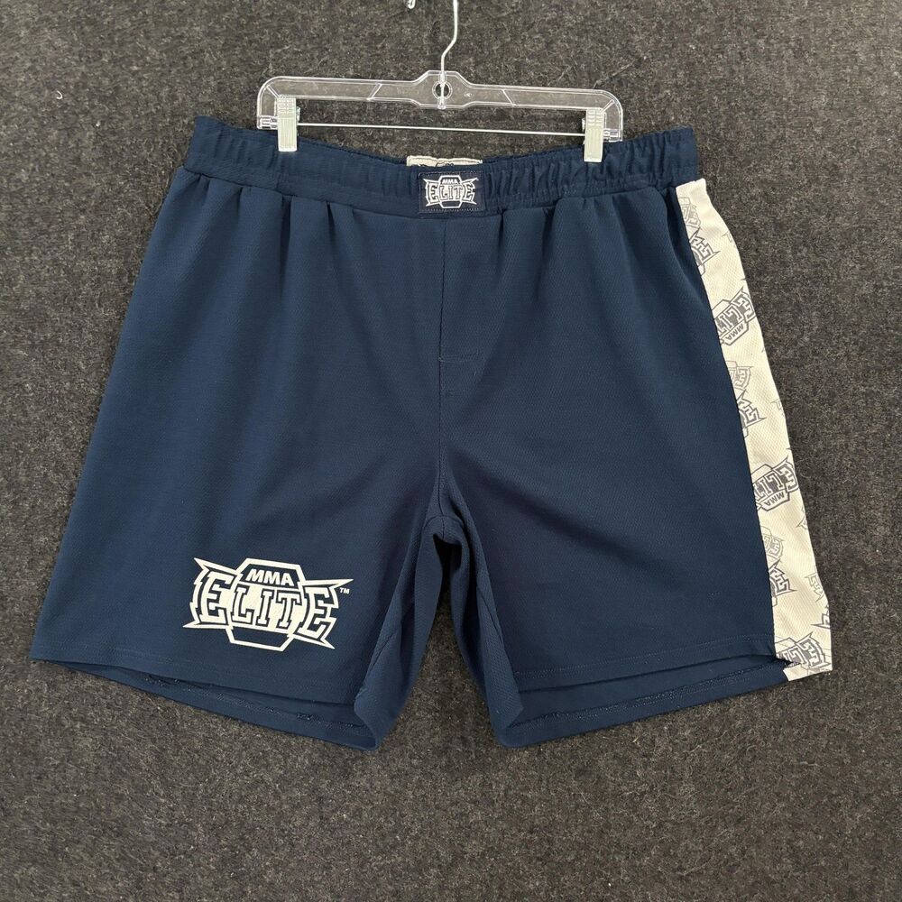 MMA Elite Shorts Men's XL Navy Blue 8" Mesh Elastic Waist MMA Training Fighting